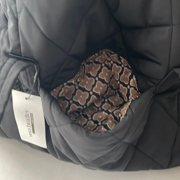 (NWT) Vera Bradley Women's Quilted Outlet Cotton Large Travel Black Duffel Bag